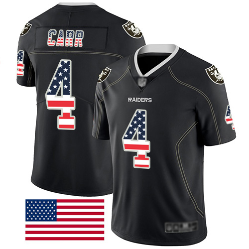 Men Oakland Raiders Limited Black Derek Carr Jersey NFL Football #4 Rush USA Flag Jersey->oakland raiders->NFL Jersey